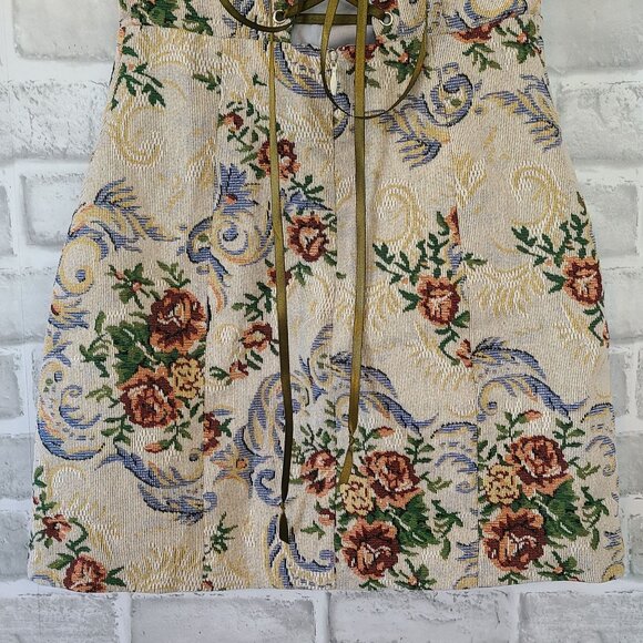 Edikted Floral Tapestry Lace-Up Back Strapless Minidress XS NEW Coquette Feminin - Picture 9 of 11